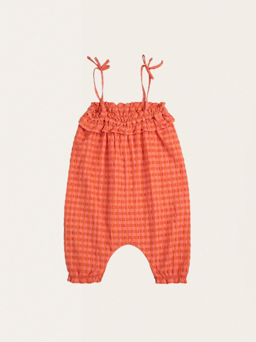 Baby Vichy Baumwoll-Strampler mit Trägern