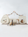 Gingham Beige 3-in-1 Tunnel Tent Set