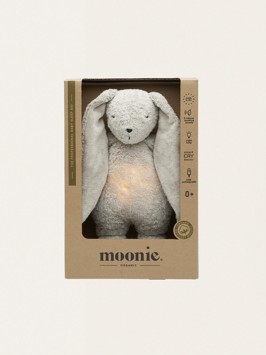 Szumiący króliczek Moonie Organic 2.0 z lampką nocną - Gray