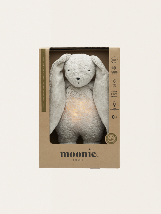 Szumiący króliczek Moonie Organic 2.0 z lampką nocną - Gray