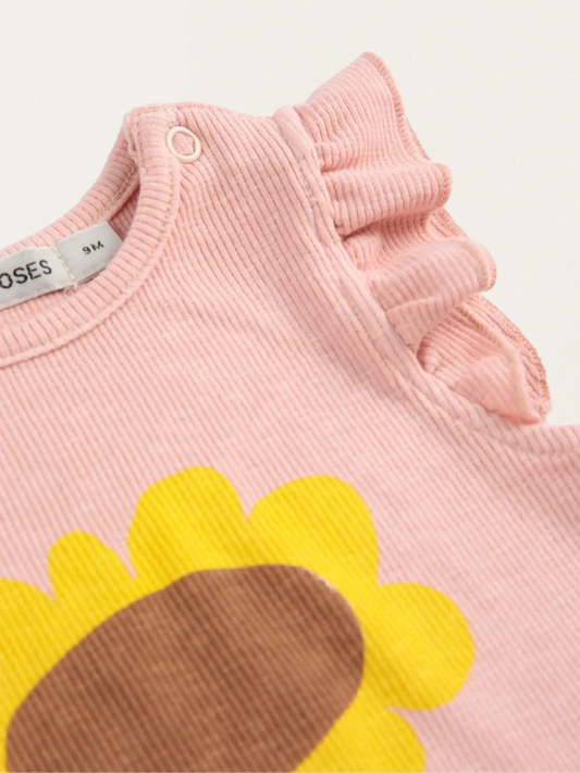 Bawełniane body z krótkim rękawem z falbanką Sunflower