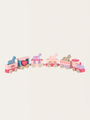 Wooden magnetic train with unicorns