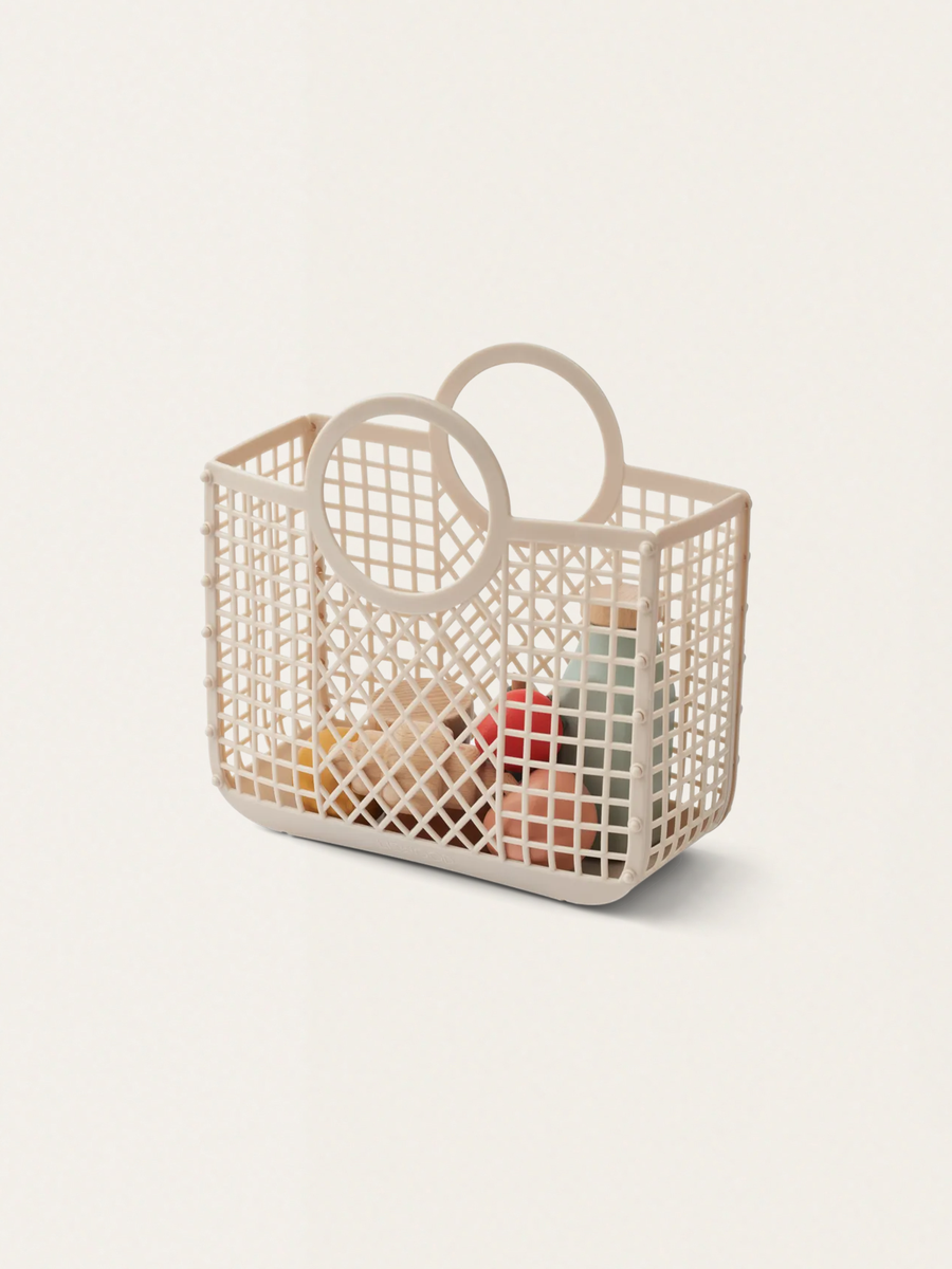 Wooden grocery shopping basket