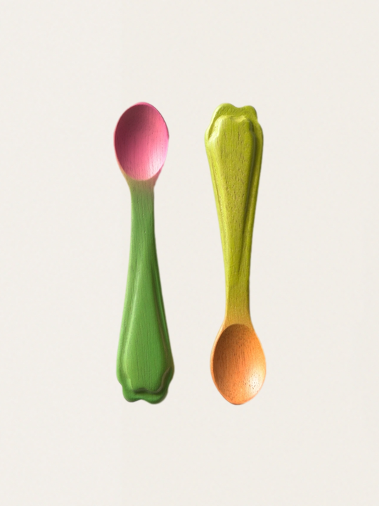 Set of 2 wooden feeding spoons Carrot & Radish