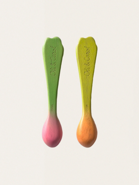 Set of 2 wooden feeding spoons Carrot &amp; Radish