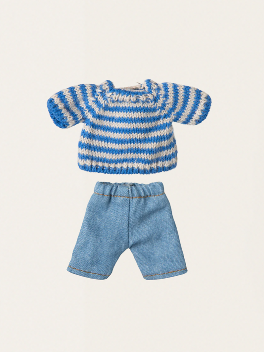 Maileg Big Brother Strickpullover und Hose Maus-Outfit
