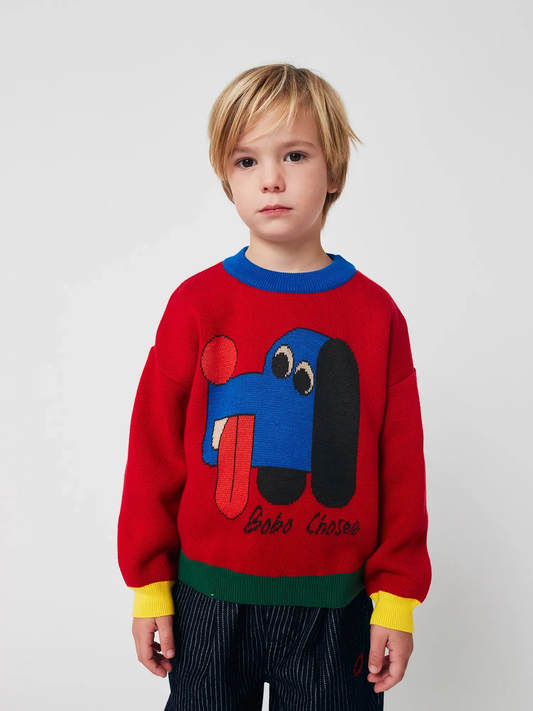 Kinderpullover aus Baumwolle mit Hundemotiv