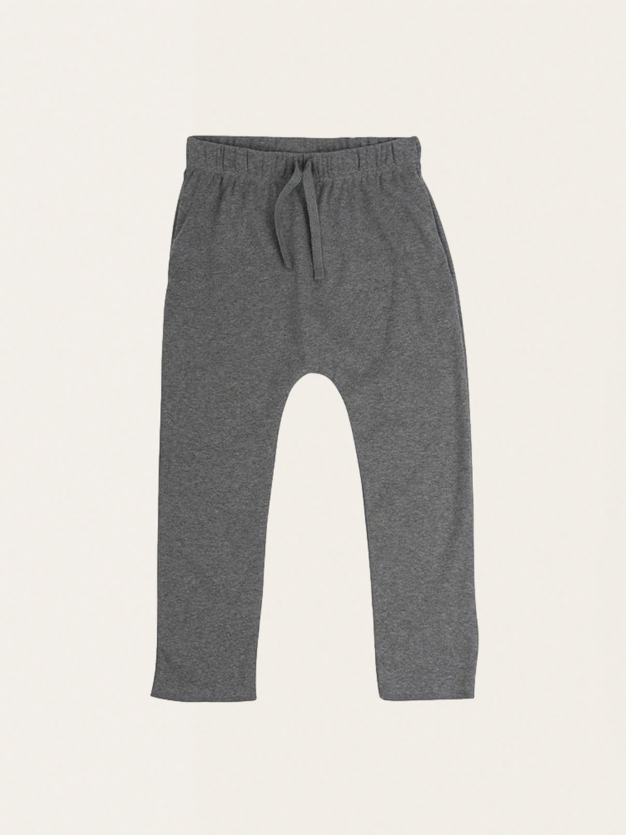 Loose-fitting Grey Melange cotton trousers