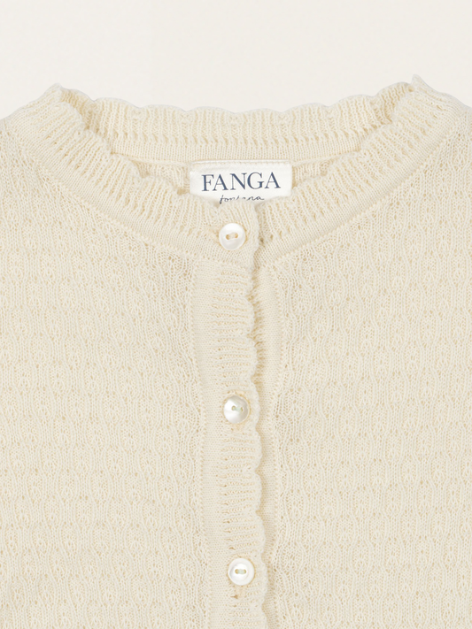 Venti cotton pointelle cardigan