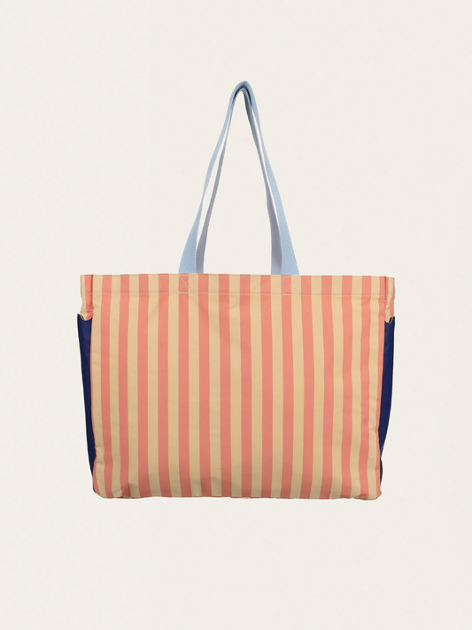 Coral pink + sandy yellow shopper bag