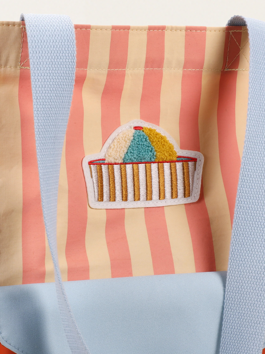 Coral pink + sandy yellow shopper bag