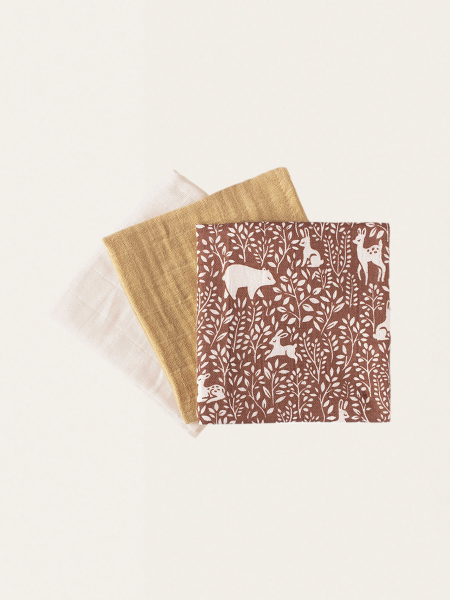 Set of three organic muslin diapers
