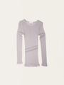 Warme Bluse aus Merinowolle mit Atlantik-Eisrose-Rose