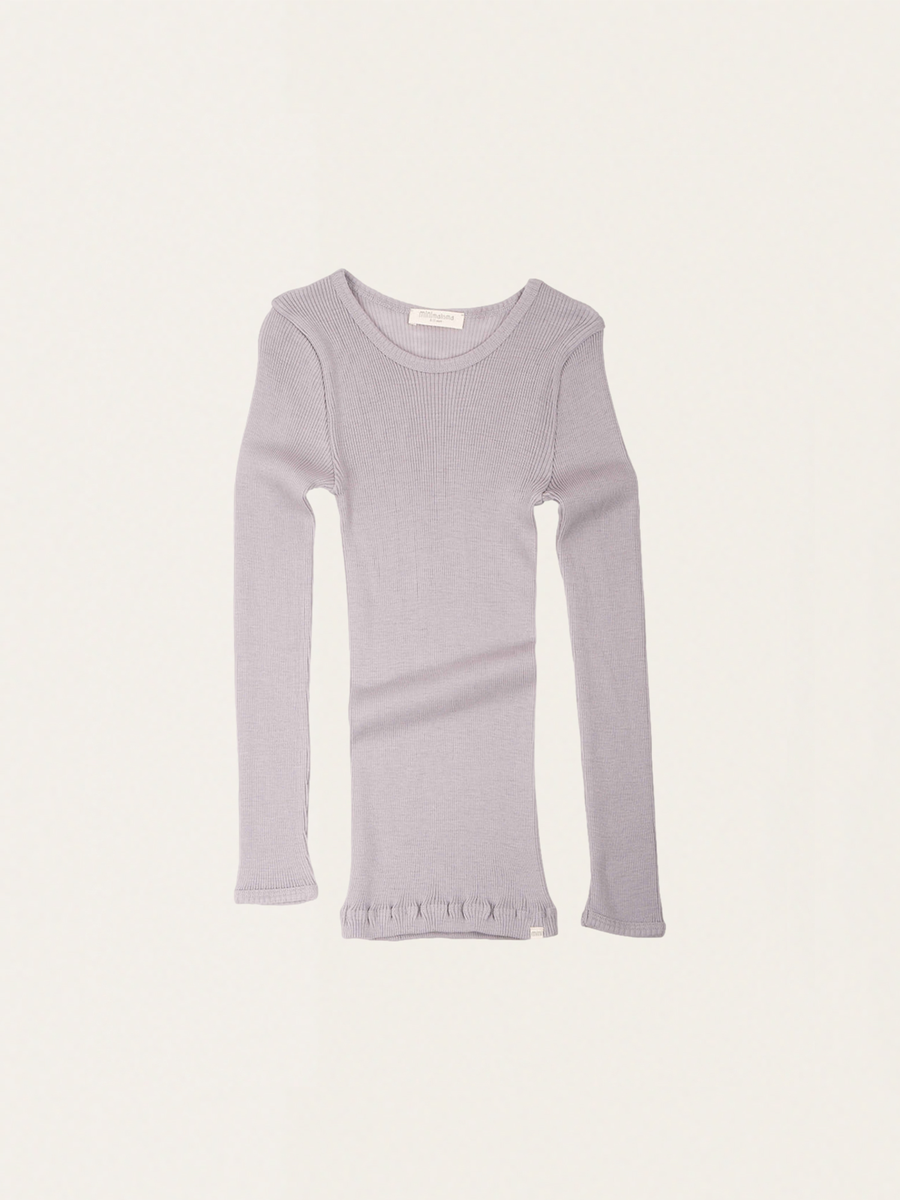 Warme Bluse aus Merinowolle mit Atlantik-Eisrose-Rose