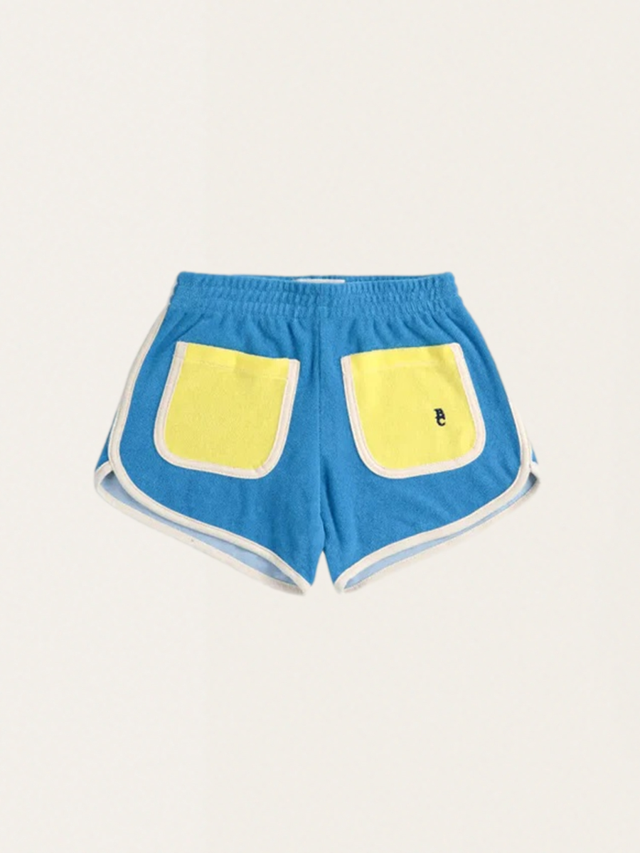 Kids Color Block Blue Soft Terry Shorts