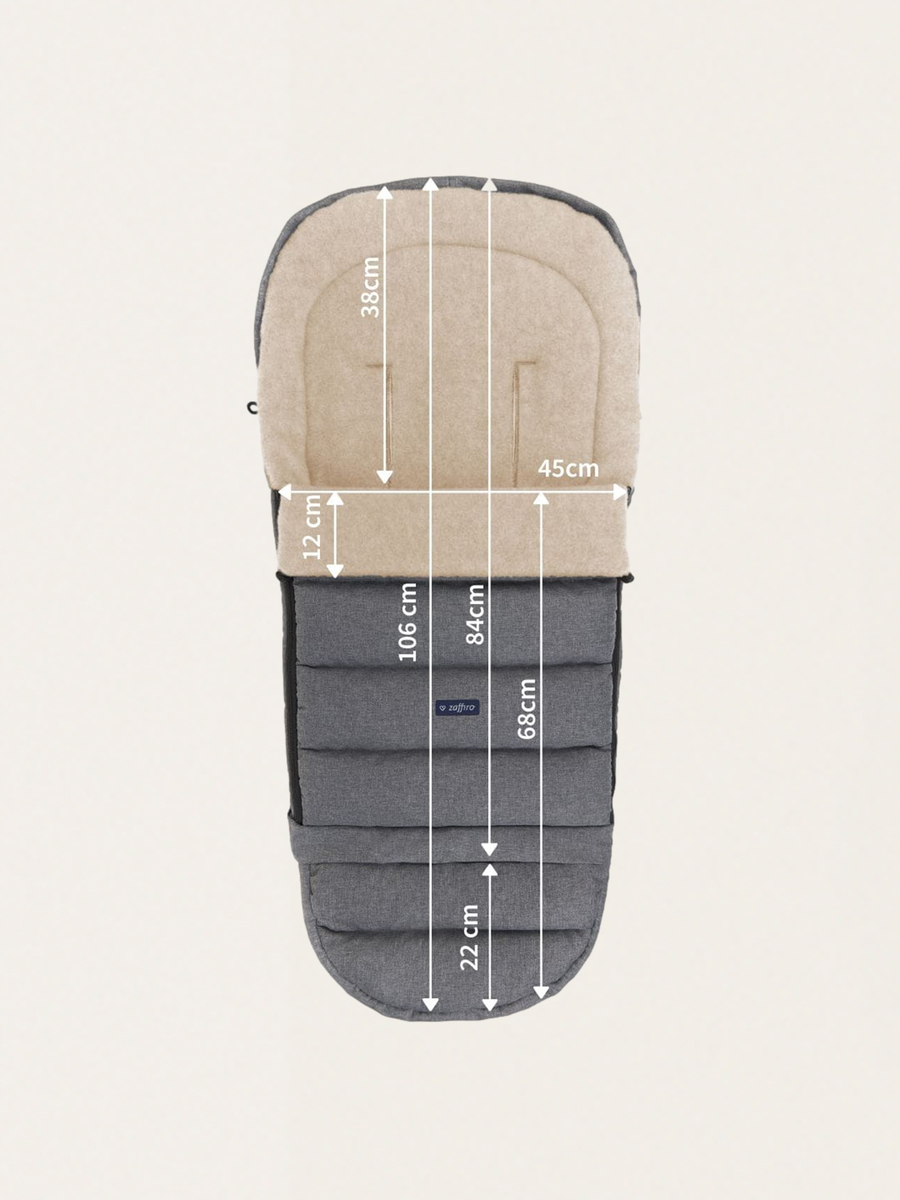iGrow 4.0 Ausziehbarer Kinderwagen-Schlafsack mit hochwertiger beiger Wolle