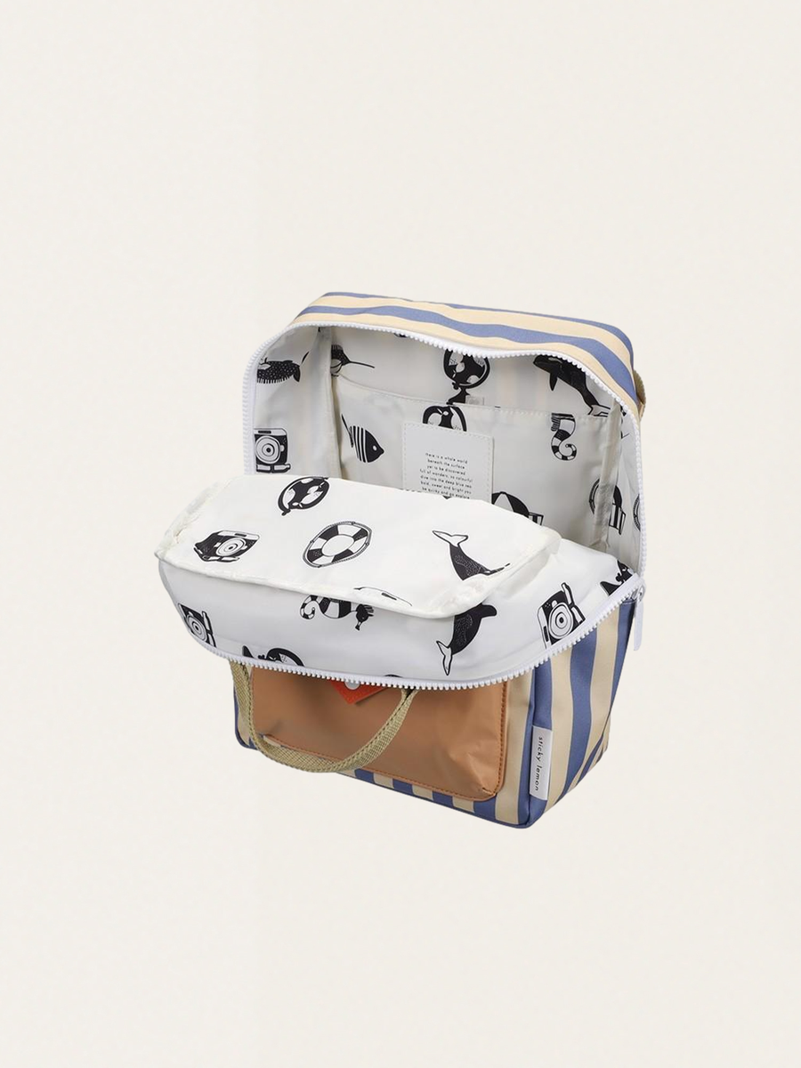 Wonders blue whale + sandy yellow medium kids backpack