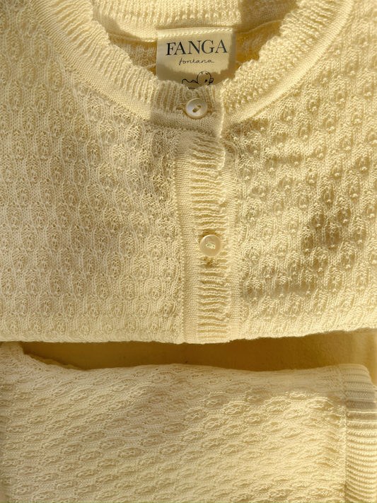Venti cotton pointelle cardigan