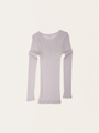 Warme Bluse aus Merinowolle mit Atlantik-Eisrose-Rose