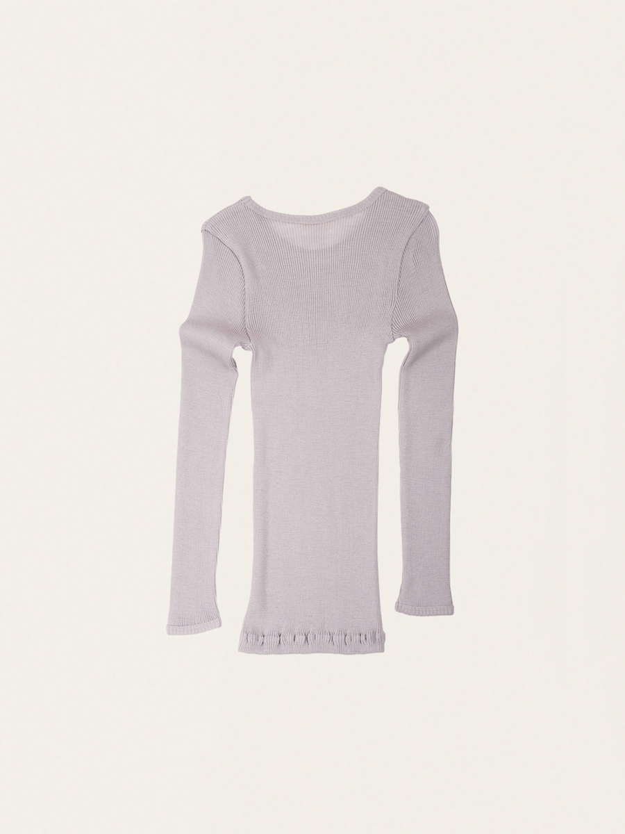 Warme Bluse aus Merinowolle mit Atlantik-Eisrose-Rose