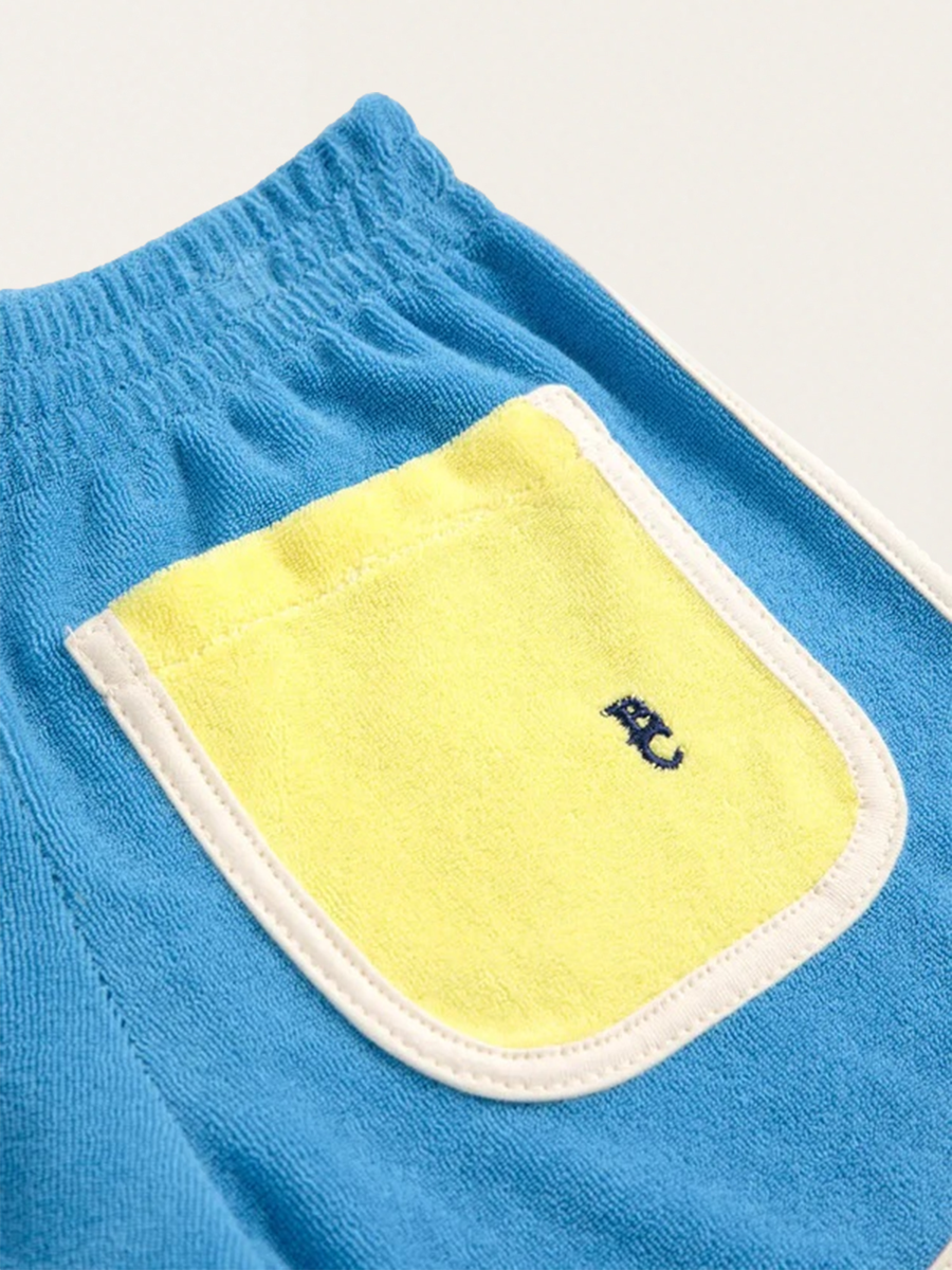 Kids Color Block Blue Soft Terry Shorts