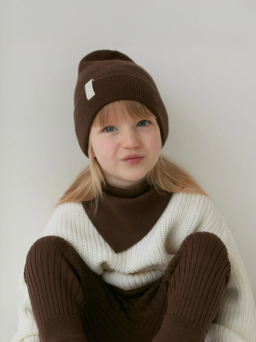 Czapka typu beanie z wełny merino 'Fine' Chocolate Brown