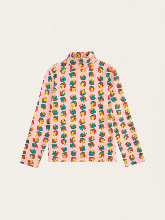 Cotton long sleeve turtle neck Dices all over