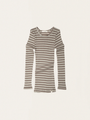 Warm Atlantic Winter Fog Stripes Merino Wool Blouse