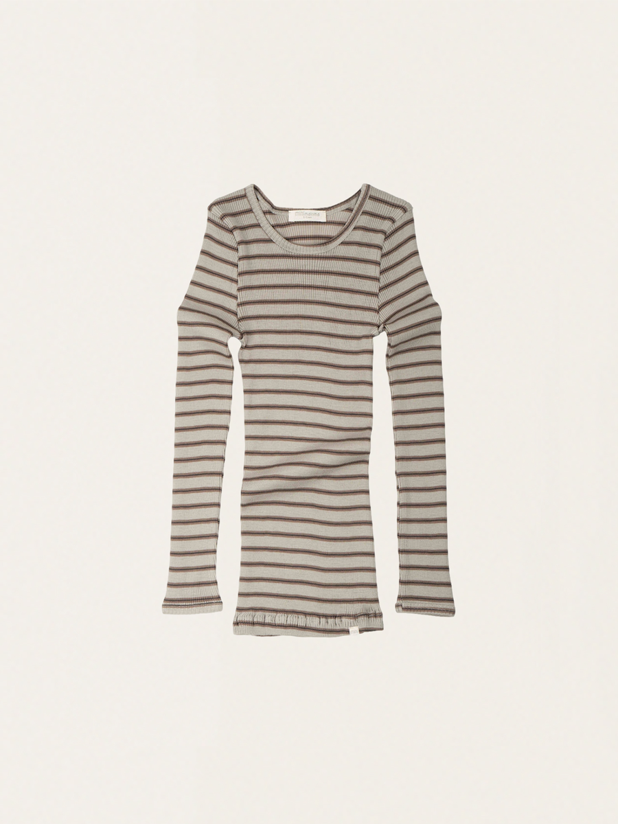 Warm Atlantic Winter Fog Stripes Merino Wool Blouse