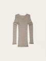 Warm Atlantic Winter Fog Stripes Merino Wool Blouse