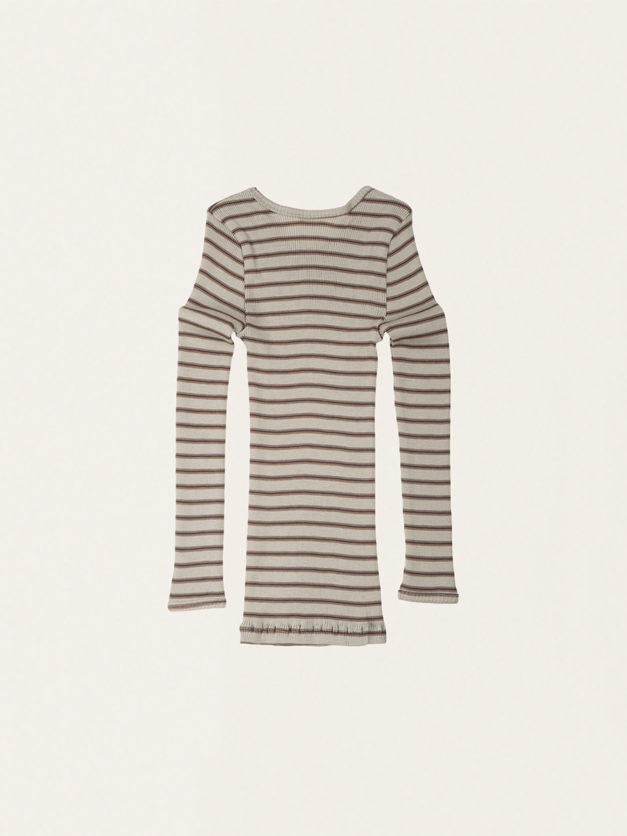 Warm Atlantic Winter Fog Stripes Merino Wool Blouse