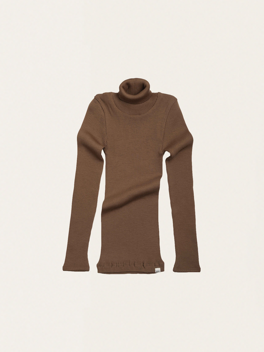 Caramel Ribbed Merino Wool Turtleneck