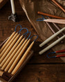 Set of 8 candles with colored wicks