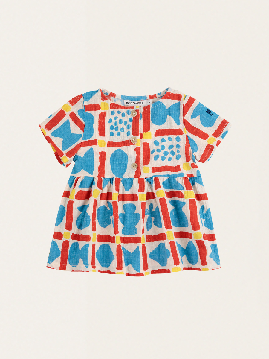 Baby Geometric Game Cotton Muslin Dress