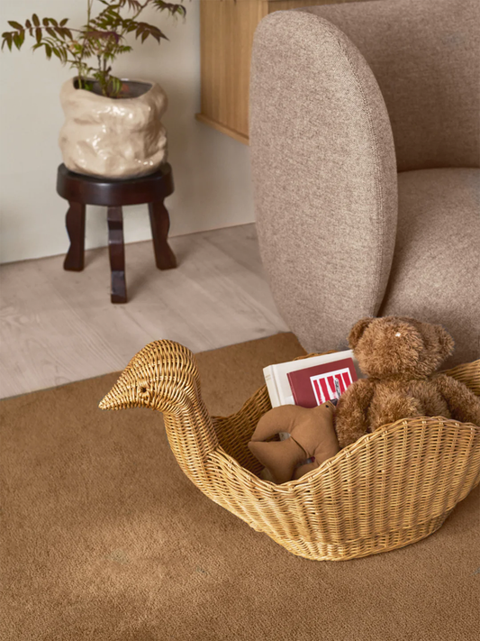 Hand-woven storage basket - swan