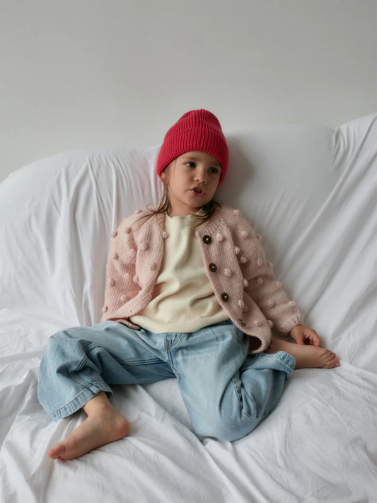 Flauschige Strickjacke Popcorn Zartrosa