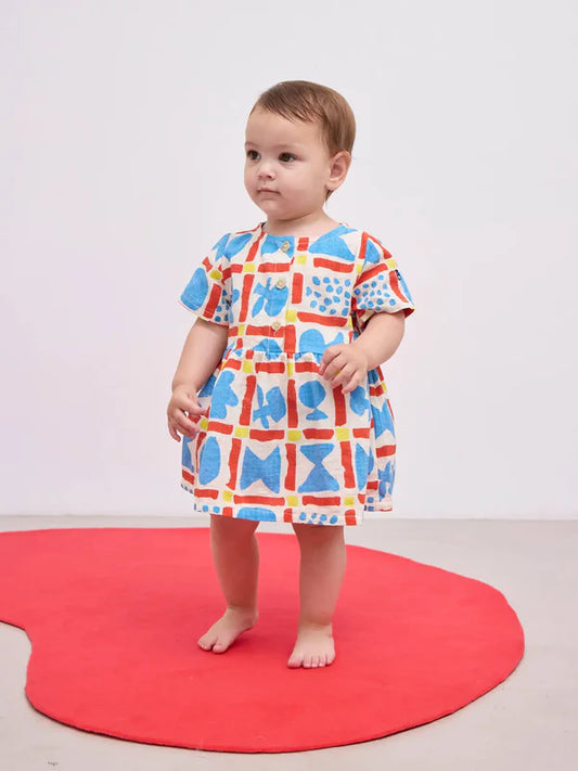 Bawełniana sukienka muślinowa Baby Geometric Game