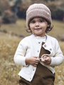 Gestrickte Baby-Alpakawoll-Strickjacke in Creme