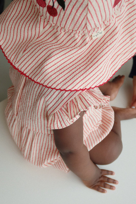 Ellie Amour Stripe Wide Brim Hat