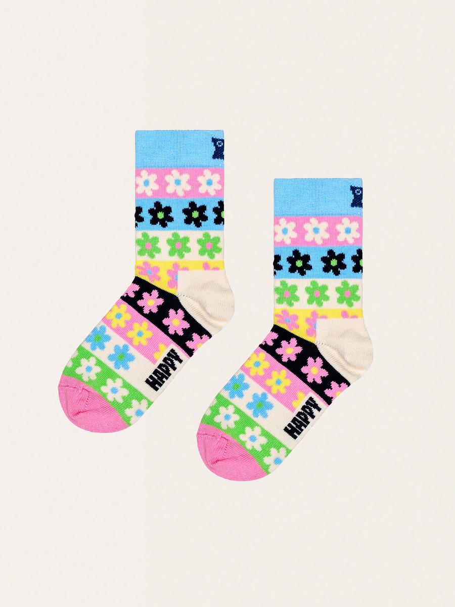 Kindersocken mit Blumenstreifen