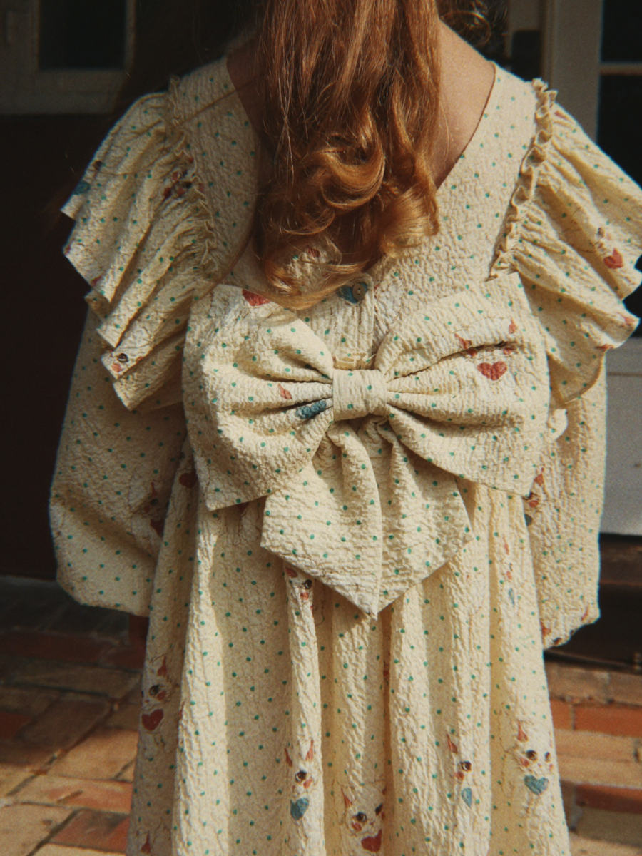 Beeindruckendes Baumwollkleid mit Schleife, Elin