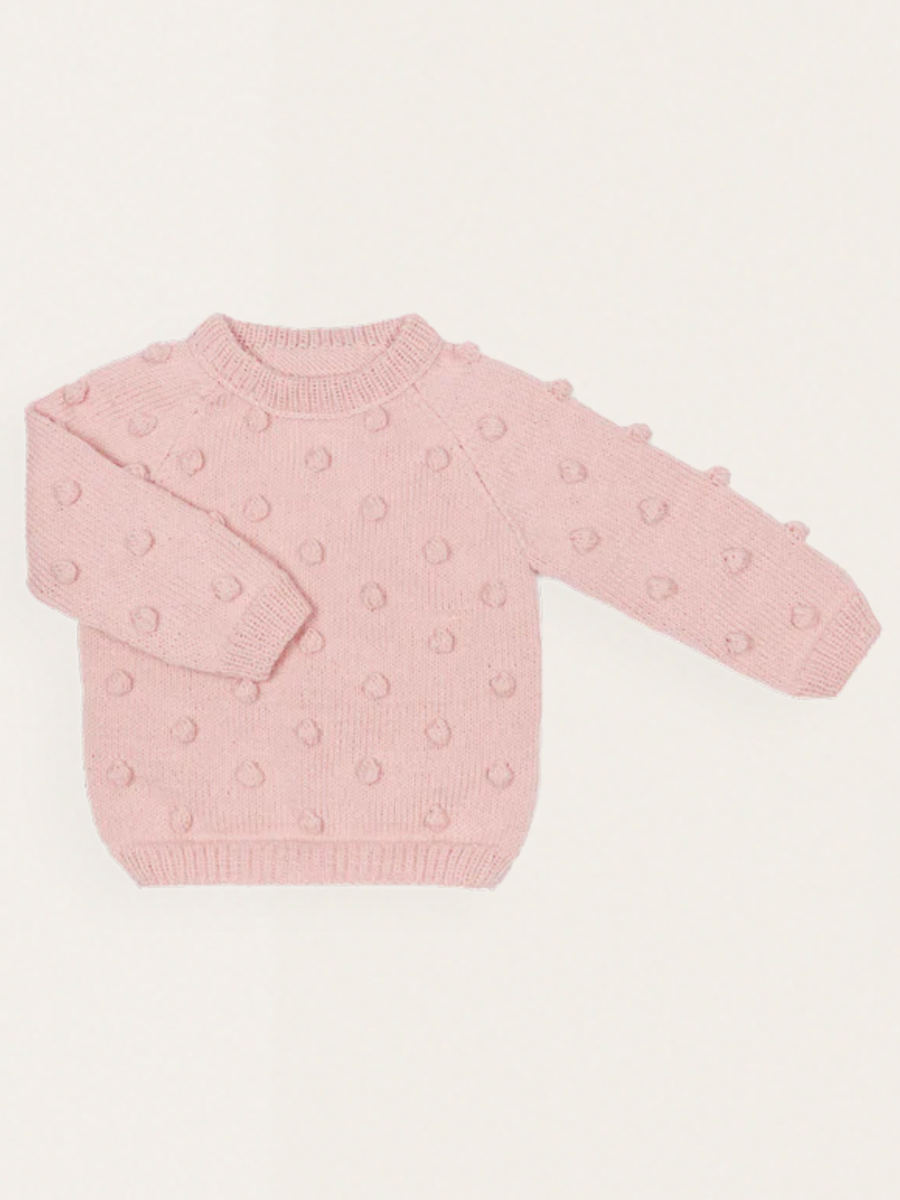 Sweterek z wełny merino popcorn Soft Pink