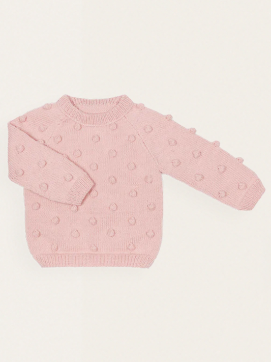 Sweterek z wełny merino popcorn Soft Pink