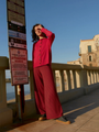 'Everyday' Adult Raspberry Stripe Wide Leg Pants
