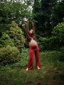 'Everyday' Adult Raspberry Stripe Wide Leg Pants
