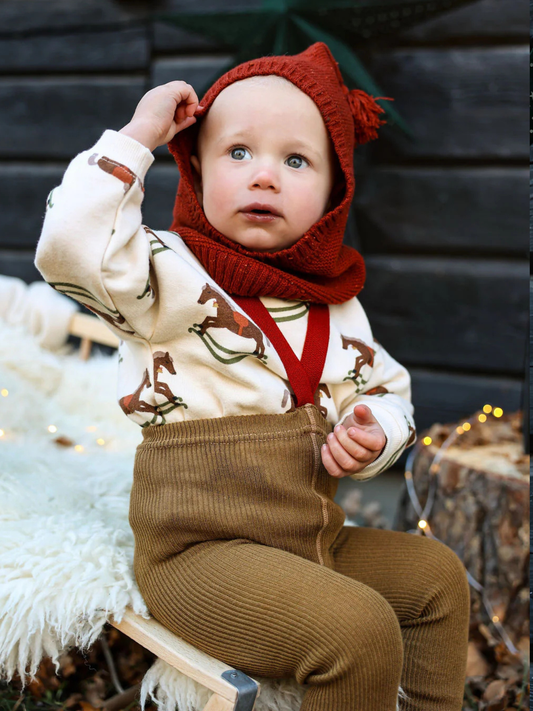Bawełniane legginsy na szelkach w stylu retro