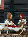 Bawełniane legginsy na szelkach w stylu retro