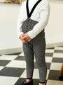 Bawełniane legginsy na szelkach w stylu retro