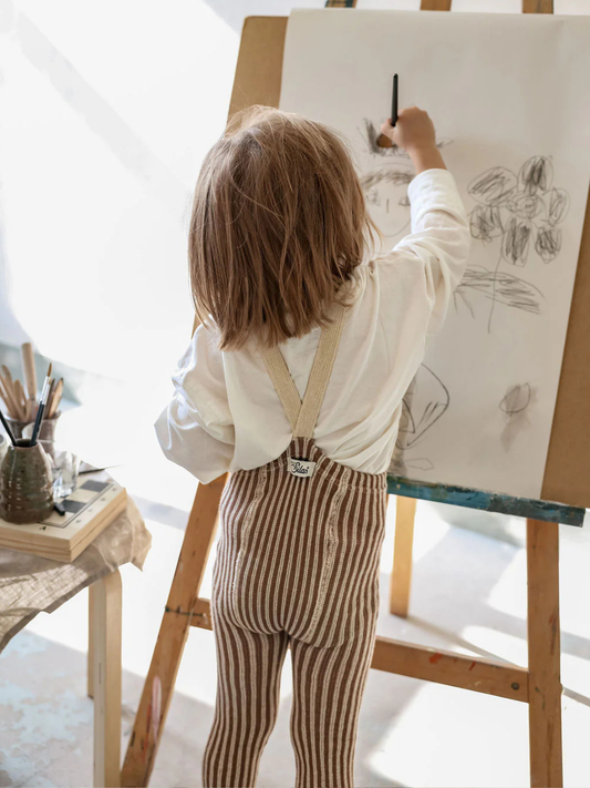 Granola x Cream Striped Retro Bib Leggings