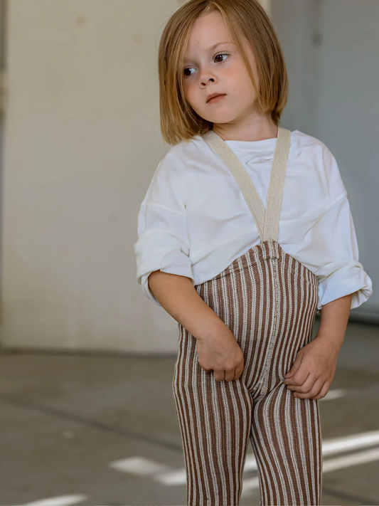 Granola x Cream Striped Retro Bib Leggings